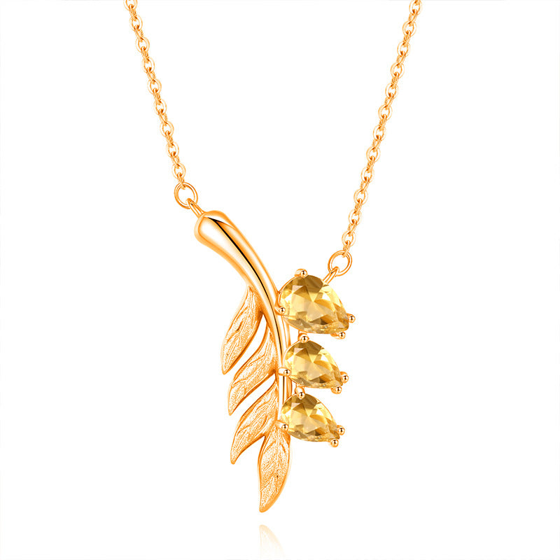 Family Leaf - Gemstone Pendant Jewelry Set