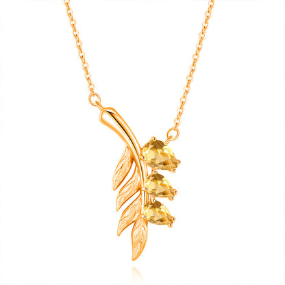 Family Leaf - Gemstone Pendant Jewelry Set
