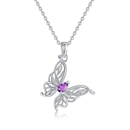 Butterfly's Flight – Natural Gemstone Sterling Silver Tarnish-Free Necklace for Women