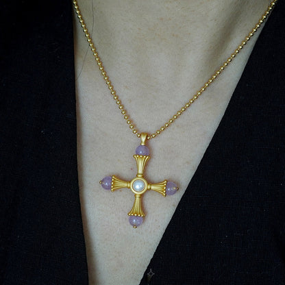 Cross Amethyst Vintage Necklace