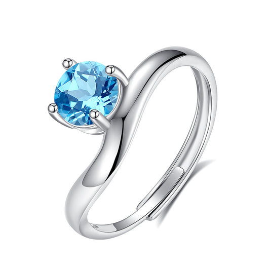 Silver Blue Reflection -  Sterling Silver Gems Topaz Ring For Women