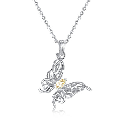 Butterfly's Flight – Natural Gemstone Sterling Silver Tarnish-Free Necklace for Women