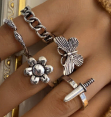 Buterfly Things Sterling Silver Ring Set(5pcs)