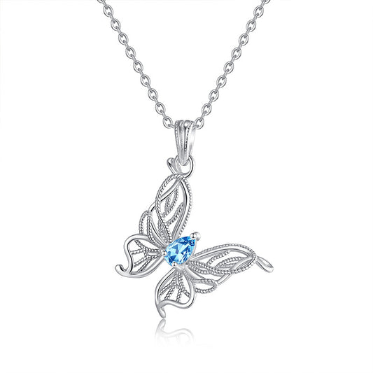 Butterfly's Flight – Natural Gemstone Sterling Silver Tarnish-Free Necklace for Women