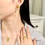 Family Leaf - Gemstone Pendant Jewelry Set