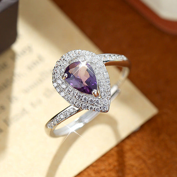Bague en argent sterling avec topaze bleue Aqua Drop