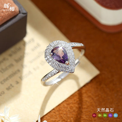 Aqua Drop Blue Topaz Sterling Silver Ring
