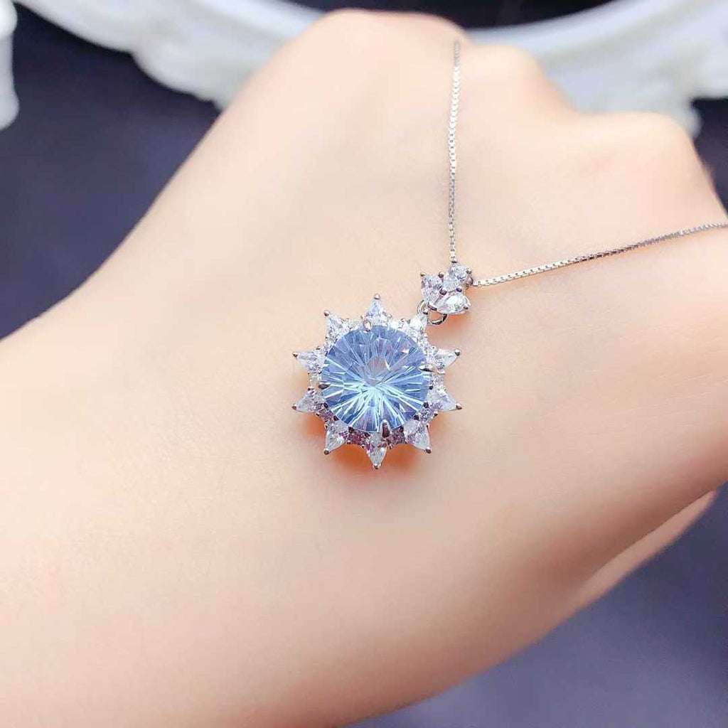Topaze de feu - Collier en topaze bleue taille feu d'artifice