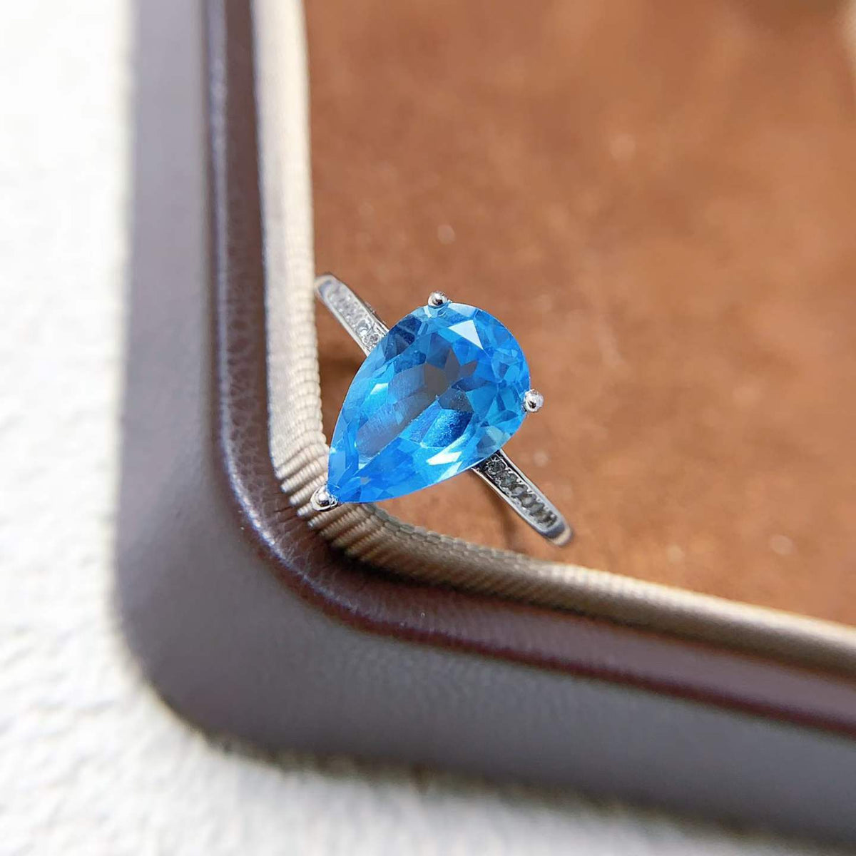 Swiss Blue Topaz Teardrop Ring