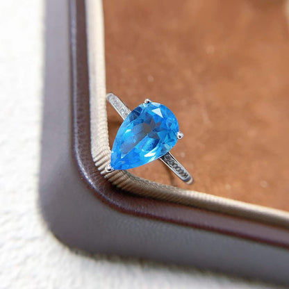 Swiss Blue Topaz Teardrop Ring