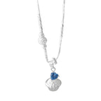 Pancake Sterling Silver Blue Zircon Pendant Necklace