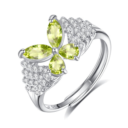 Butterfly Gemstone Sterling SIlver Adjustable Ring