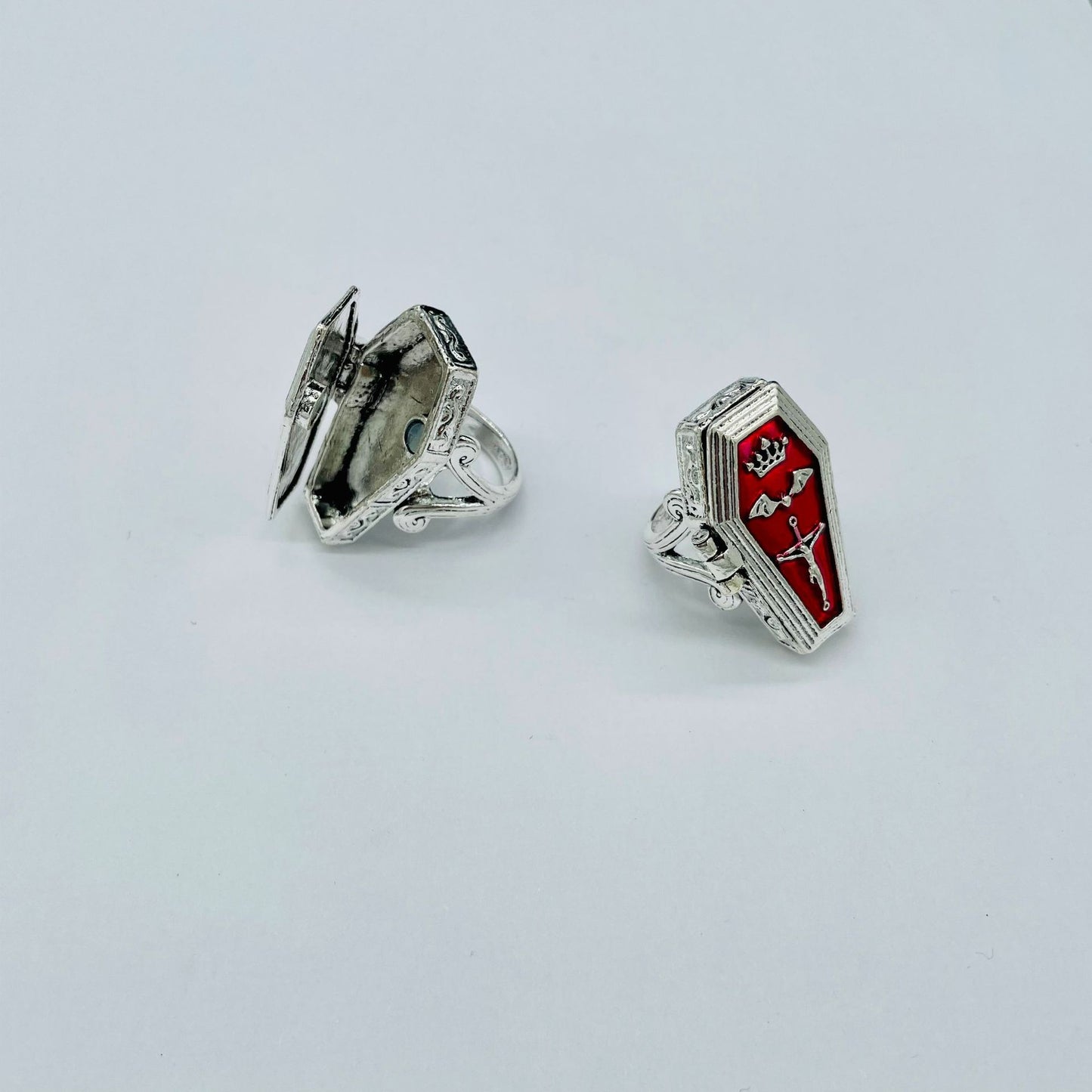 Cross Bat Coffin Ring