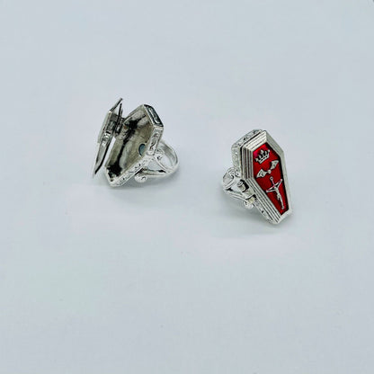 Cross Bat Coffin Ring