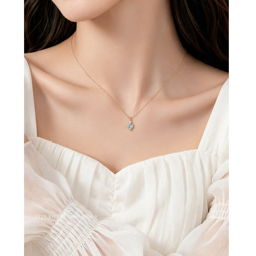 Blue Topaz Heart Necklace