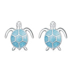 Turtle-shaped earrings with blue design 