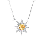 Collar de plata de ley con gemas y diseño de flor de sol