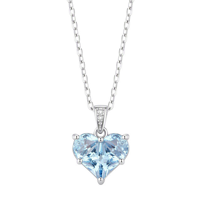 Sterling Silver Blue Heart Pendant Necklace