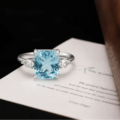 Square Blue Topaz Ring