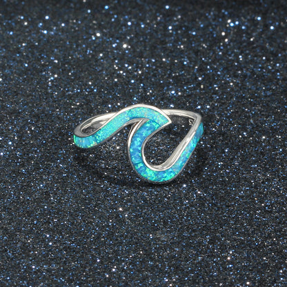 Blue wave - Sterling Silver Blue Opal Ring