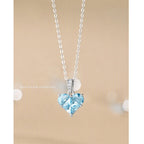 Collier Pendentif Cœur Bleu en Argent Sterling