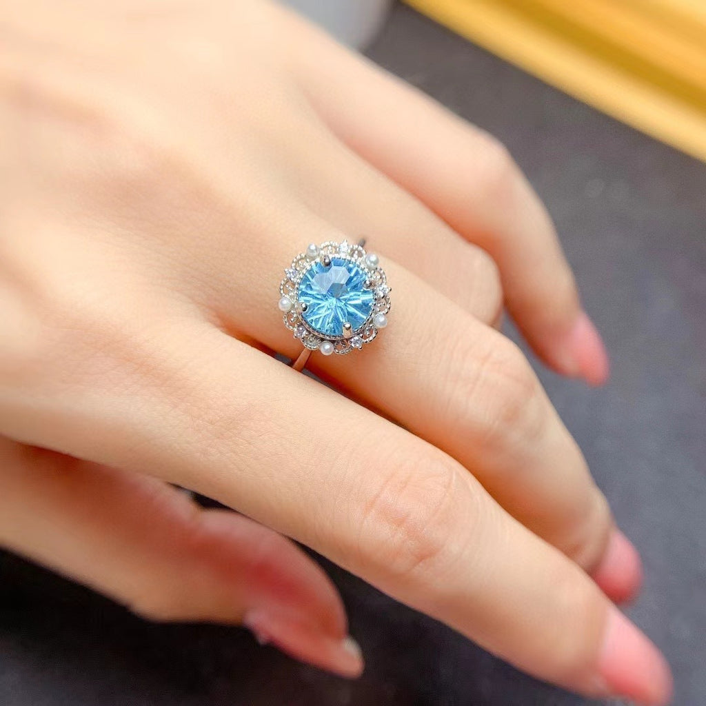 Feu d’artifice bleu - Parure en argent sterling et topaze bleue