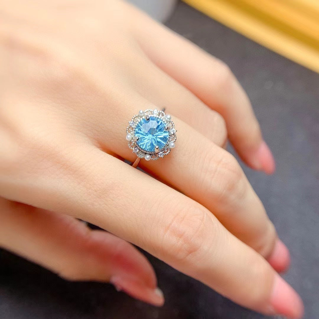 Blue Firework- Sterling Silver Blue Topaz Jewelry Set