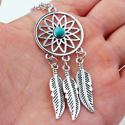 Sea dream catcher - Sterling Silver Turquoise Necklace