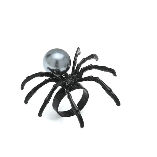 Halloween Spider Pearl Adjustable Ring