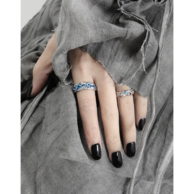 Tortue ondulée - Bague design en argent sterling