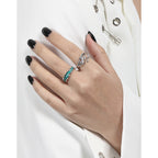 Anillo de plata de ley con diseño de ola del horizonte
