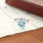 Bague en cristal ovale naturel radiant avec topaze et améthyste – Bijou élégant en pierres précieuses