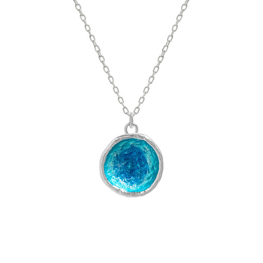 Blue Frosted Light -Sterling Silver Sea Stone Necklace