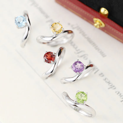 Silver Blue Reflection -  Sterling Silver Gems Topaz Ring For Women