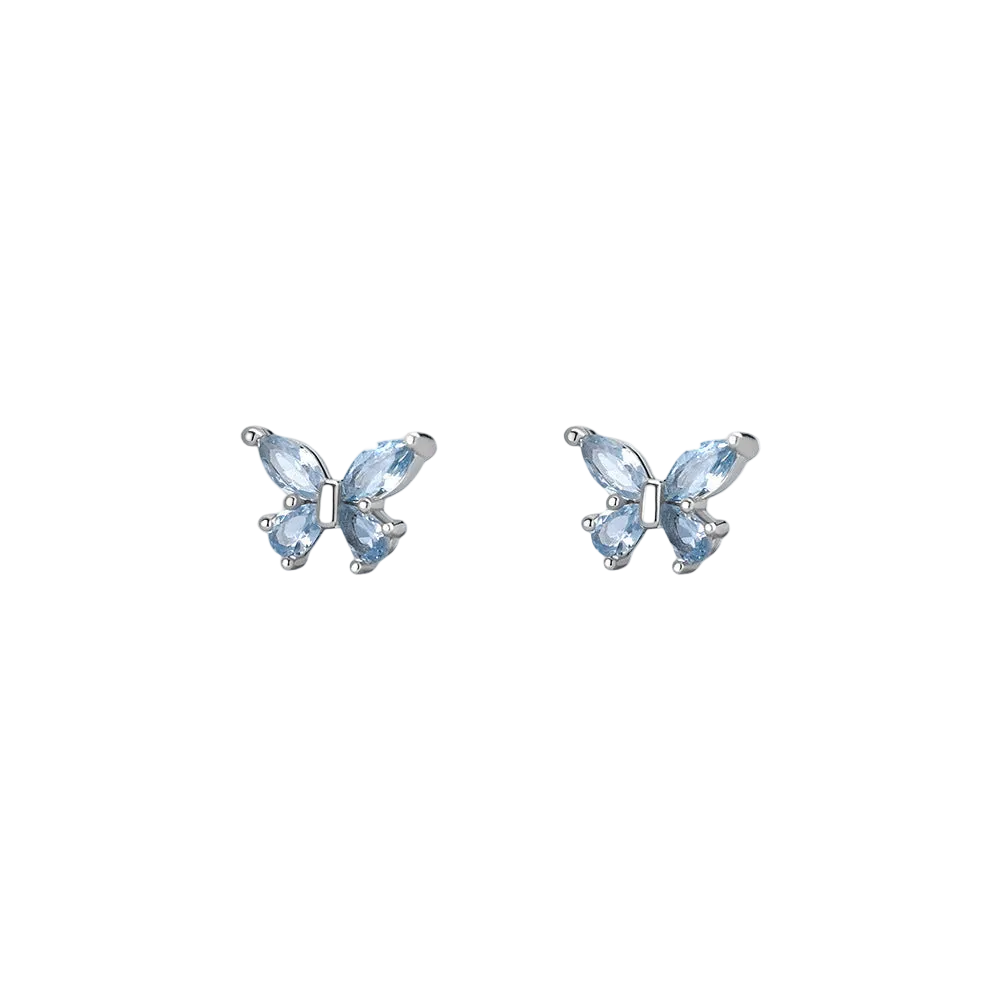 Petites boucles d’oreilles puces papillon en zircon