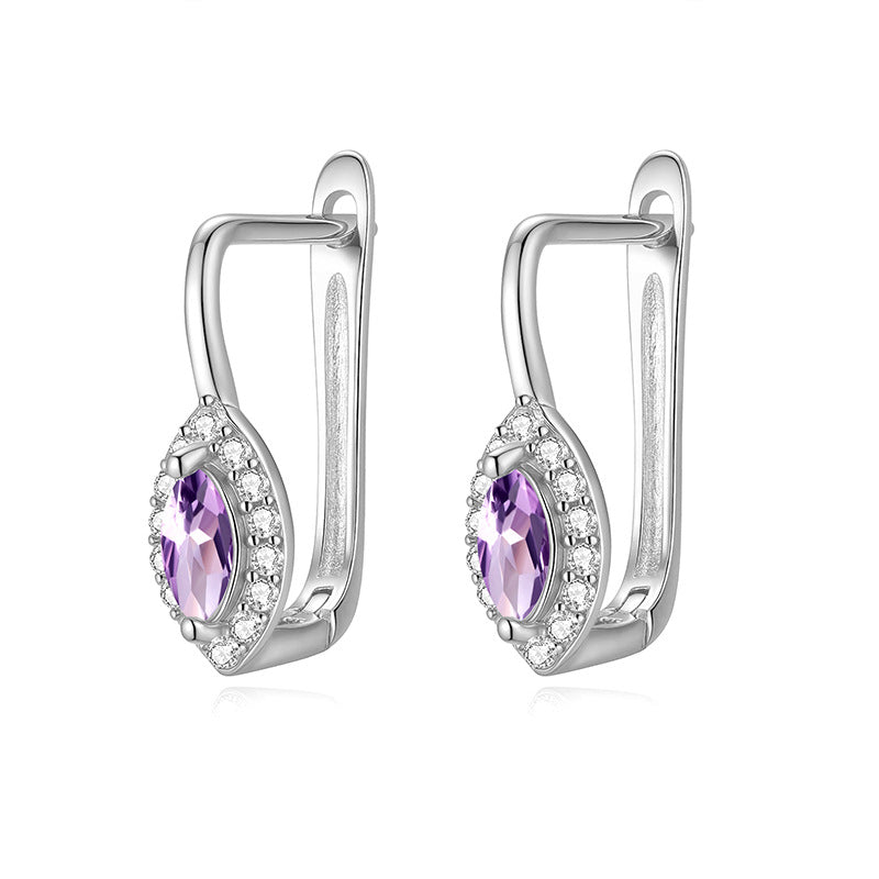 Boucles d'oreilles en argent sterling avec pierre précieuse porte-bonheur