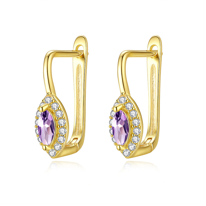 Boucles d'oreilles en argent sterling avec pierre précieuse porte-bonheur