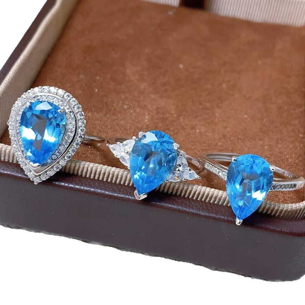 Swiss Blue Topaz Teardrop Ring