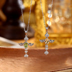 Angel's Wing - Gemstone Cross Necklace