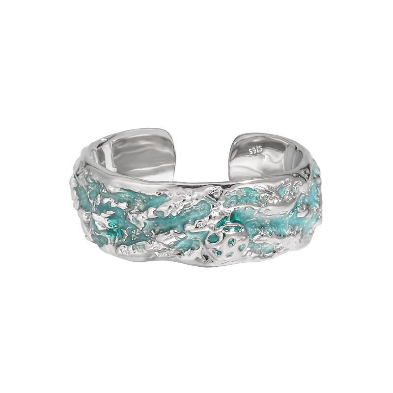 Anillo de plata de ley con diseño de tortuga ondulada