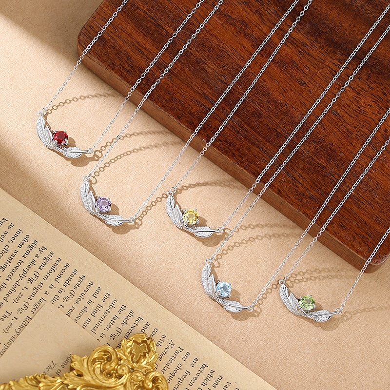 Feather's Blue - Sterling Silver Gemstone Pendant Necklace