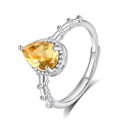 Auqa Glow - Sterling Silver Gemstone Adjustable Ring
