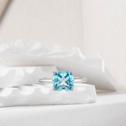 Blue Topaz Solitaire Ring