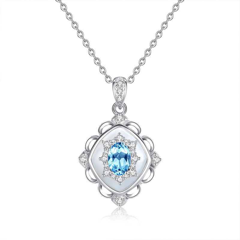 Collier rétro Palace anallergique pour femme – Pendentif en cristal naturel, chaîne de clavicule de créateur haut de gamme