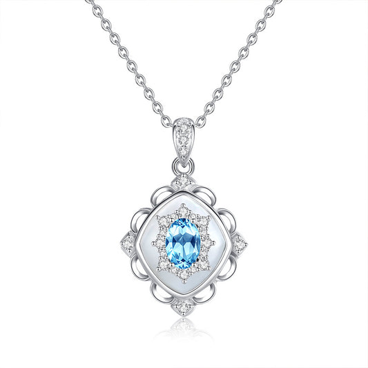 Tarnish-Free Necklace for Women – Natural Crystal Pendant, High-End Designer Clavicle Chain
