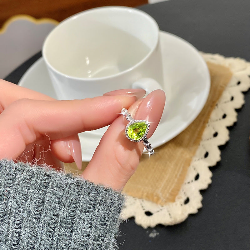 Aqua Glow - Bague ajustable en argent sterling avec pierre précieuse