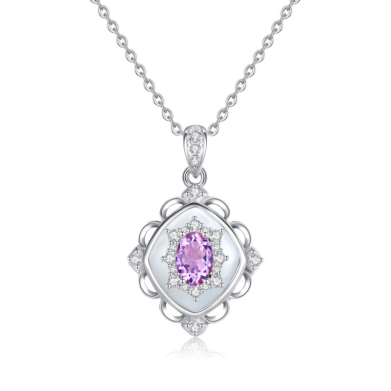 Collier rétro Palace anallergique pour femme – Pendentif en cristal naturel, chaîne de clavicule de créateur haut de gamme