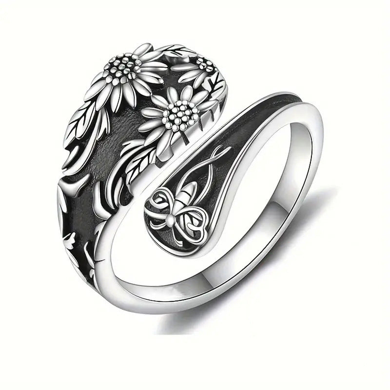 Sunflower Sterling Silver Spoon Ring