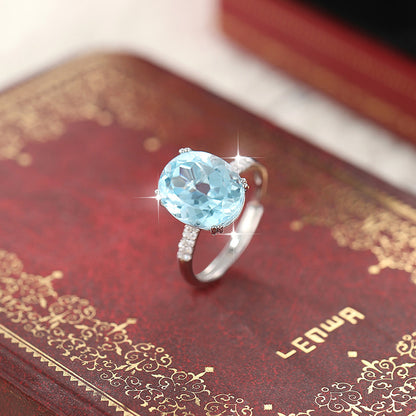 Natural Oval Radiant Crystal Ring with Topaz & Amethyst – Elegant Gemstone Jewelry