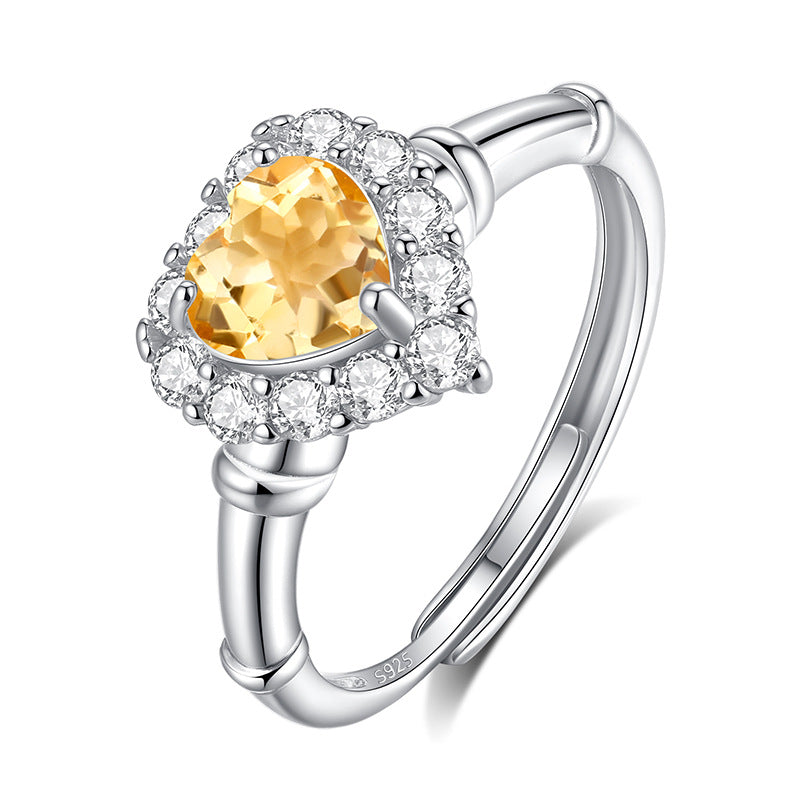 Anillo de plata de ley con topacio amor